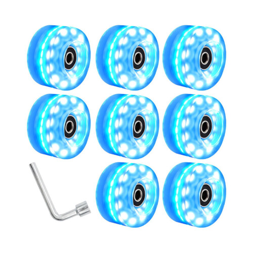 (Blue, Diameter 58mm) Luminous Roller Skate Wheels Light Up Bright Colors Smooth Rolling