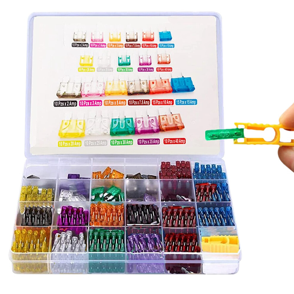 240Pcs Car Fuse Plug Fuse Splitter Fuse Kit (2A /3A /5A /7.5A /10A /15A /20A /25A /30A /35A /40A)With Fuse Puller 6032068130850