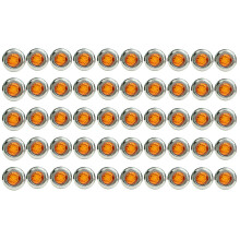50PCS 3/4 Inch 3 LED  Round Trailer Side  Indicator Lights Universal for Trucks Boat Pickup Caravan RV Yellow