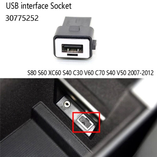 Car USB Interface Socket for  S80 S60 XC60 S40 C30  C70 S40 V50 2007-2012 30775252 1