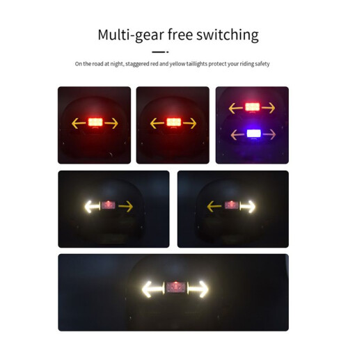 Bicycle Helmet Light Taillight Rechargeable Turn Signals Light Wireless Remote Mountain Road Bikes Scooter Part Red 2