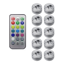 10Pcs Sans Fil Coloré LED Voiture IntéRieur LumièRe Ambiante TéLéCommande à Piles Vase Piscine éTang Lanterne DéCoration
