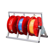 Wire Spool Rack with Wheels, Heavy Duty Steel Frame Reel Holder, Foldable Legs, MultiSpool Storage