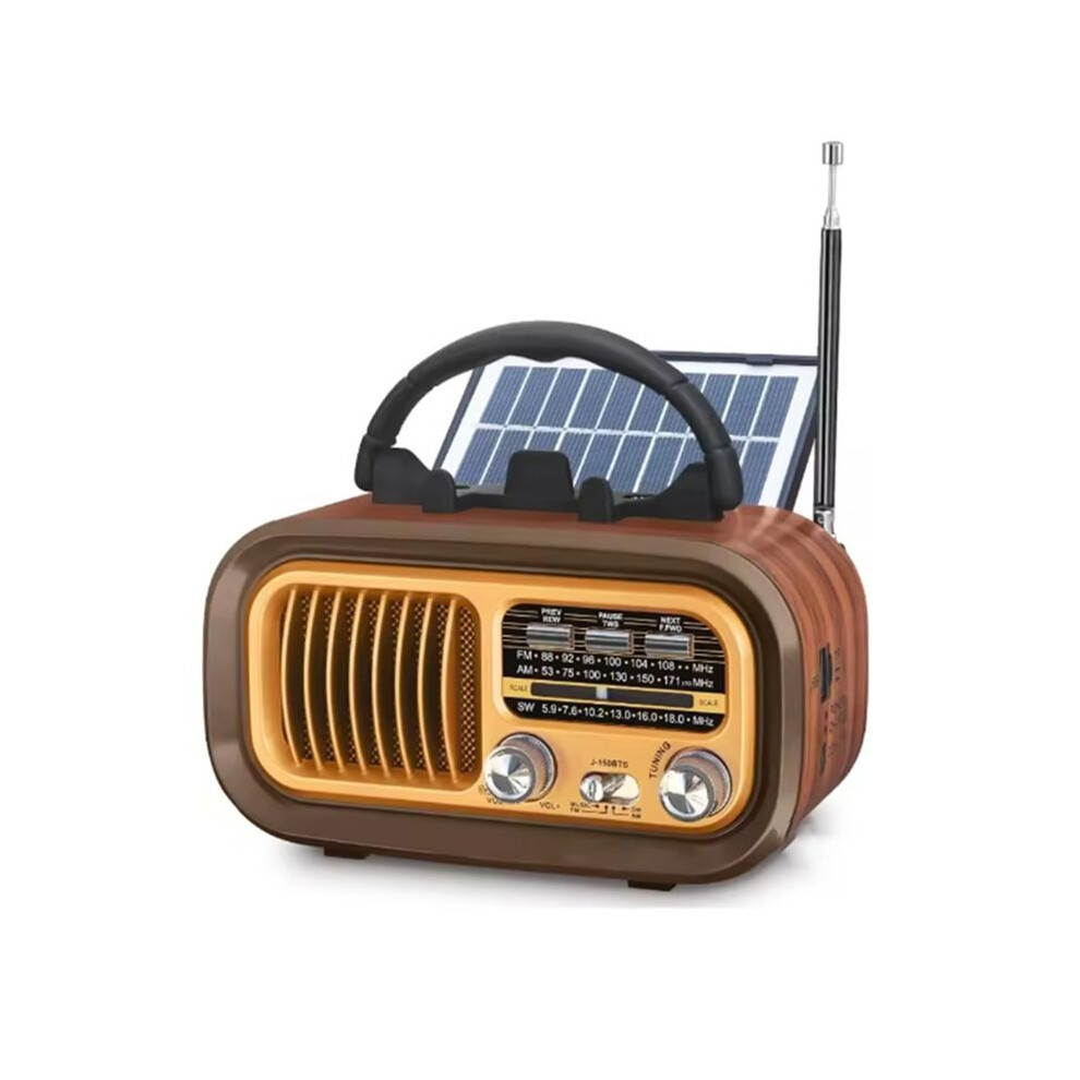 Retro Portable Radio - Am/Fm/Sw, Solar/D Battery/Usb-C, Tws, Tf/Usb Playback, Vintage Sound 4711776813898