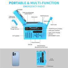 Multifunctional Solar Hand Crank Radio Portable AM/FM/NOAA Radio Speaker with LED Reading Lamp for Outdoor C
