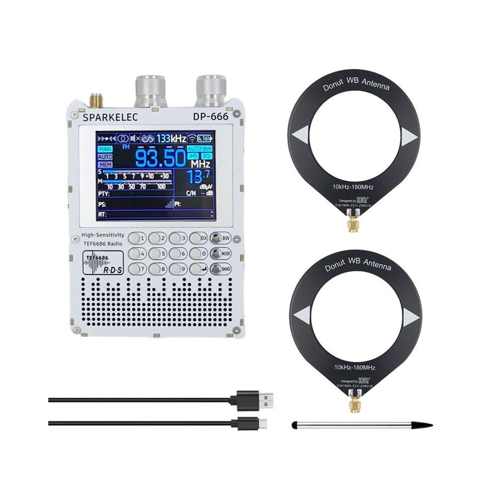 Photos - Radio / Clock Zandona TEF6686 Radio+Loop Antenna DP-666 Full Band FM/LW/MW/SW Shortwave Radio ESP32 RDS 2.8 Inch IPS Touch Screen 