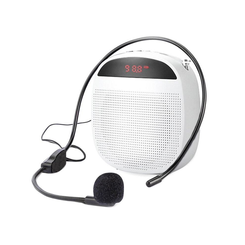 Portable Voice Amplifier Wired Voice Amplifiers Speaker Fm Radio Headworn Microphone Loudspeaker For Teachers White 6032225240330