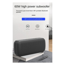 Altavoz de 60 W TWS Subwoofer Portátil Inalámbrico Resistente Al Agua 6600 MAh Potentes Graves AUX FM para Diversión Al Aire Libre Camping