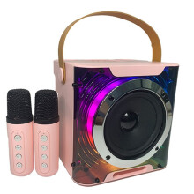 High Power Karaoke Speaker Music Rhythm Light Stereo Surround Wireless Subwoofer with Dual Microphone