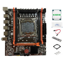 Carte Mère X99E + CPU E5 2673 V3 + Graisse Thermique Prise en Charge de la RAM 4XDDR4 RECC PCIEX16 NVMe Gigabit LAN Card Carte Mère de Bureau
