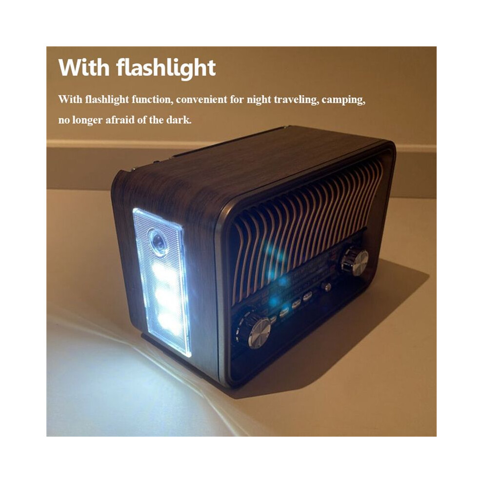 Portable Fm Am Sw Radio Vintage Radio Wireless Bluetooth Speaker With Led Flashlight Support Tf Card U Disk Aux 4852537387866