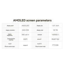 Scheda di Sviluppo ESP32-S3 AMOLED da 1,91 Pollici con Touch Screen Dual-Core, Supporta Wi-Fi A 2,4 GHz e Scheda di Sviluppo