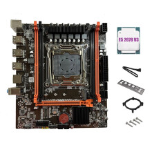 Carte Mère X99E + CPU E5 2678 V3 Double Canal Prend en Charge 4XDDR4 RECC RAM PCIE X16 NVMe Gigabit LAN Card Carte Mère de Bureau