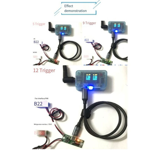 PD2.0 PD3.0 QC3.0 Fast Charging Decoy 5V 9V 12V Adjustable Cooling Fan Main Control Board with  Type-C