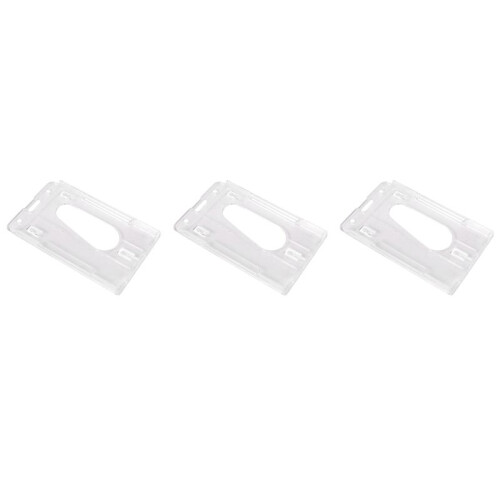 3X Vertical Hard Plastic Badge Holder Double Card ID Multi Transparent 10X6cm
