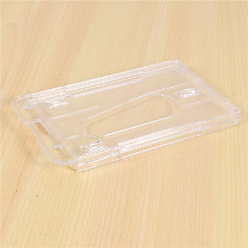 3X Vertical Hard Plastic Badge Holder Double Card ID Multi Transparent 10X6cm