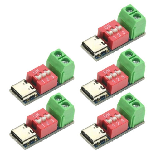 5 Stuks PD-Snellaadtestbord 5-20V Instelbare PD-Triggermodule USB Type-C 100W-Voedingstester