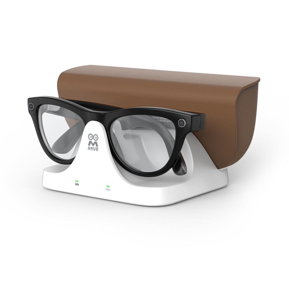 Amvr Magnetic 2-In-1 Charging Dock Compatible With Ray Ban Meta Wayfarer/Skyler/Headliner Smart Glasses Case Accessories, Charger With Led Indicator 5004011979336