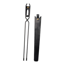 Heavy Duty Fireplace Tongs with PU Leather Sleeve, Steel Log Grabber for Fire Pit and Camping