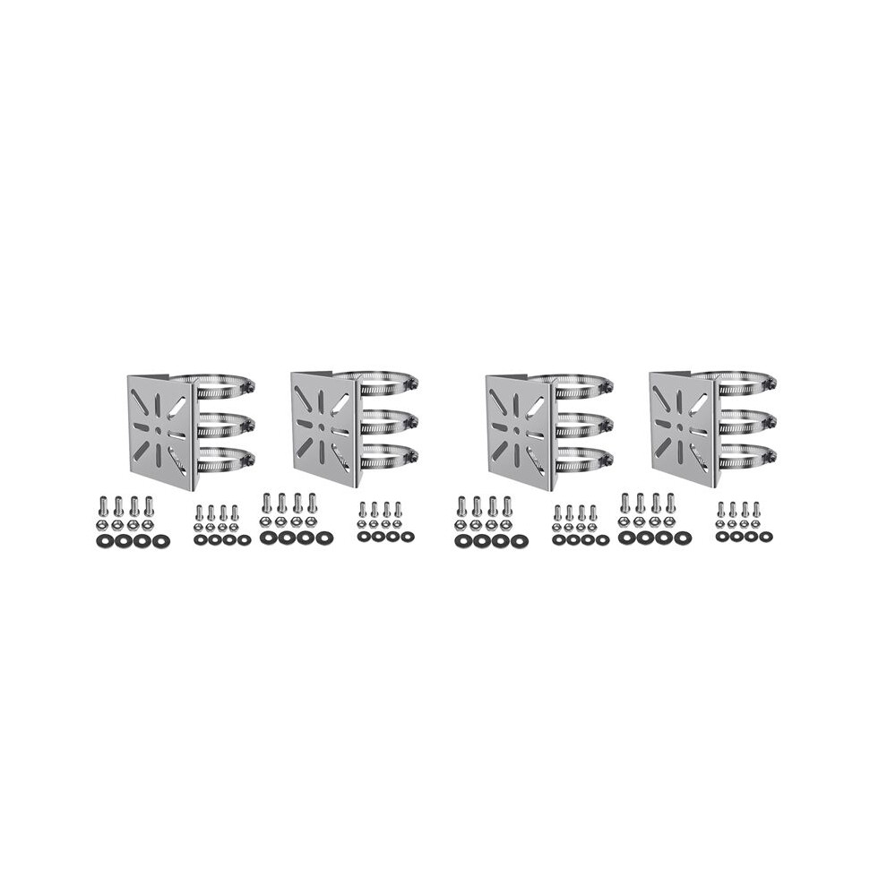 4Pcs Universal Wall Mounting Bracket With 12 Loops, Stainless Steel Vertical Pole Mount Adapter For Cctv Security Camera 6033669810813