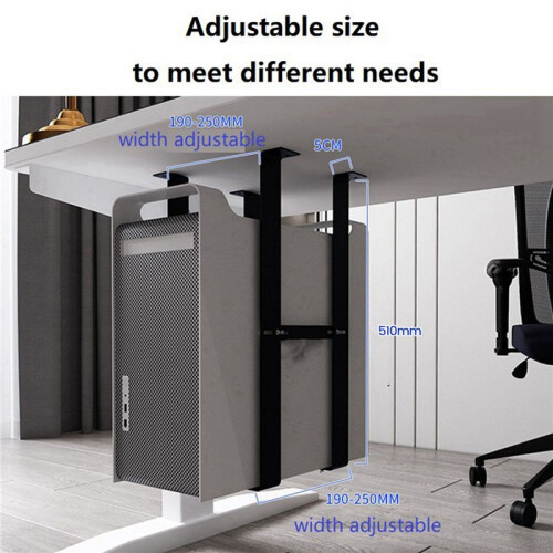 2 Set Under Desk PC Mount Bracket for Computer Case Computer Mainframe Hanger Host Box Stand Bracket Rack Black 2