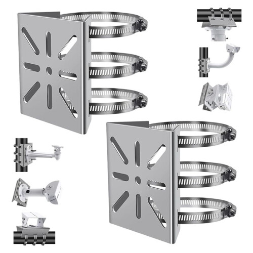 4Pcs Universal Wall Mounting Bracket with 12 Loops, Stainless Steel Vertical Pole Mount Adapter for CCTV Security Camera 1