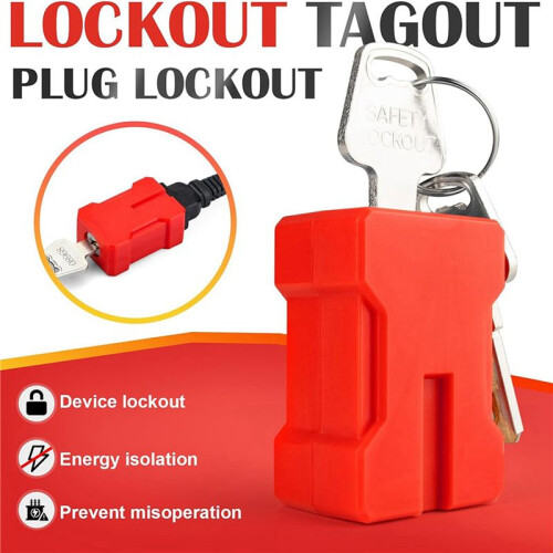 4Set Plug Lock-Electrical Cord Plug Lockout Device,Electrical Shutdown Service Fits U.S Standard 2 and 3-Pronged Plugs 2