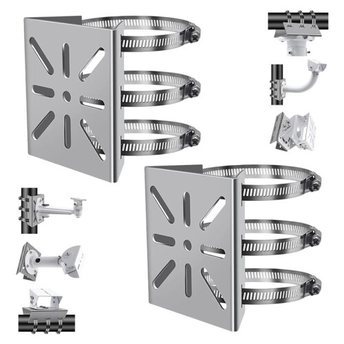 6Pcs Universal Wall Mounting Bracket with 6 Loops, Stainless Steel Vertical Pole Mount Adapter for CCTV Security Camera 1