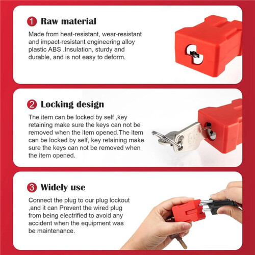 4Set Plug Lock-Electrical Cord Plug Lockout Device,Electrical Shutdown Service Fits U.S Standard 2 and 3-Pronged Plugs 1