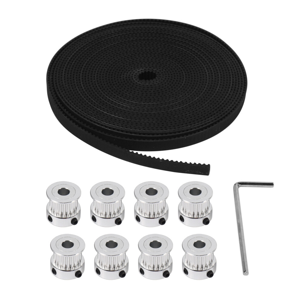 8Pcs 5Mm 20 Teeth Aluminum Timing Pulley Wheel+5 Meters Rubber Gt2 2Mm Pitch 6Mm Wide Timing Belt For 3D Printer Cnc 4713291176779