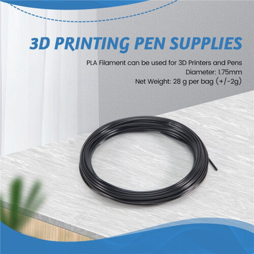 3D Printer Pen Filament 1.75mm PLA 10m(black PLA) 1
