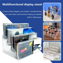 3X 4Tier Clear Acrylic CD Holder Cascading CD Storage Rack,DVD/CD Display Rack & Vinyl Record Storage Stand