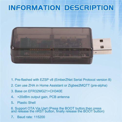 EWelink ZigBee 3.0 USB Dongle Universal ZigBee Gateway Analyzer Open Source Hub for 2MQTT ZHA EZSP NCP Home Assistant 2