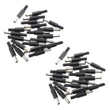 40 Pcs Black 2.5mm x 5.5mm Power Male Plug Jack Adapter