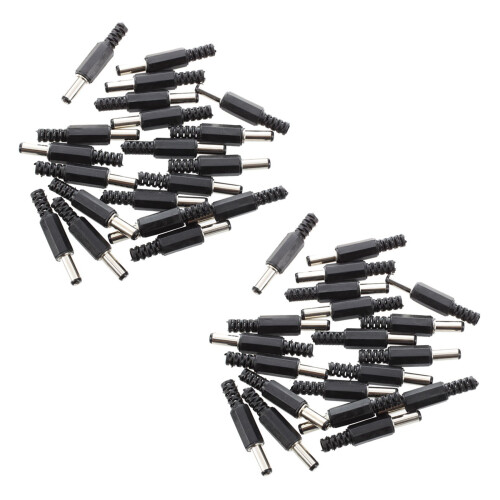 40 Pcs Black 2.5mm x 5.5mm  Power Male Plug Jack Adapter