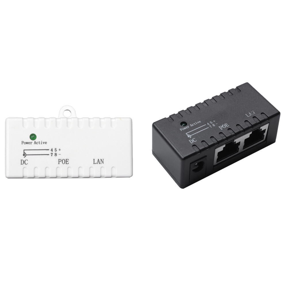 2 Pcs Poe Splitter Injector Rj45 5.5Mm X 2.1Mm Input Passive Poe Injector Splitter Adapter Connector, & White/Black 6033393027020