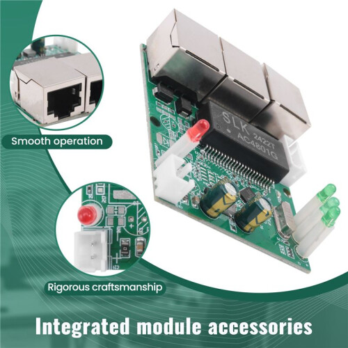 Fast   3 Port Ethernet  10 / 100mbps Network  Hub Pcb Module Board for System Integration Module
