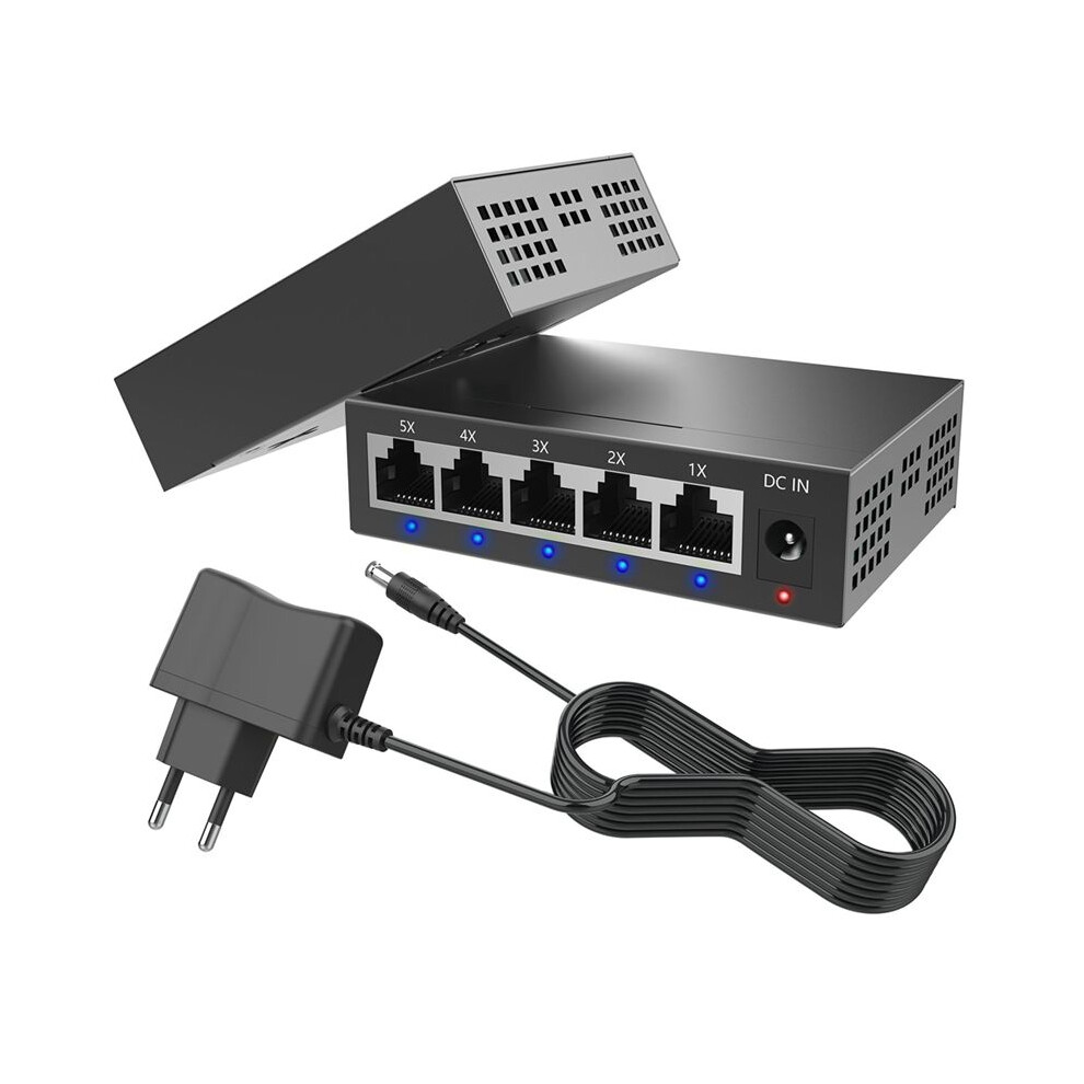 5 Port Gigabit Industrial 1000Mbps Network Ethernet Home Splitter Office Network Distributor Eu Plug 6032356089235