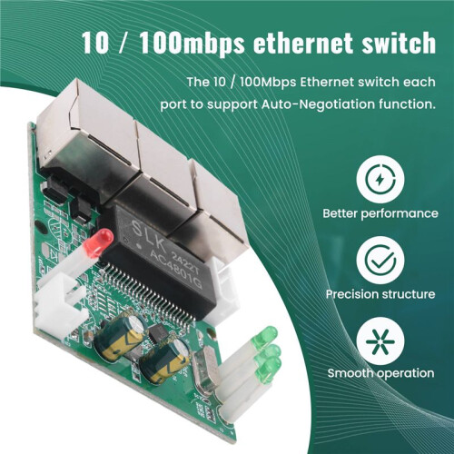 Fast   3 Port Ethernet  10 / 100mbps Network  Hub Pcb Module Board for System Integration Module 2