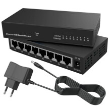 8 Port Gigabit Ethernet RJ45 Hub Internet Splitter Ethernet Network 10/100Mbps EU Plug