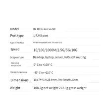 USB4 Single Port 10G Ethernet Adapter Compatible with for 3/4 RJ45 10GBASE-T Ethernet Adapter Support