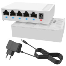 5 Port 1000Mbps Network Ethernet with VLAN 5V Power Supply Home Network Splitter for Office Home EU Plug