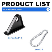 8 Pack 2020 Extrusion Sliding Hook for 20 Series T-Slot V-Slot Aluminum Extrusion Hardware Black