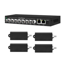 POE 8-Port Coaxial with 4x10Gbe RJ45 Uplink, 100Mbps BNC Extender Long Distance Transmission