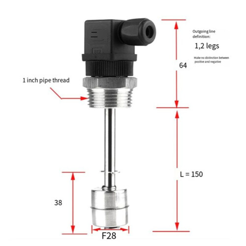 Hirschmann Connector Float Level  Liquid Level Sensor Water Oil Level Controller Reed  Single  150 2