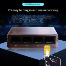 Kabel Sieciowy Gigabit 1 do 4 Splitter 5-Portowy Plastikowa Obudowa Gigabitowy Czteroportowy Przełącznik Sieciowy 1 w 4 Wyjścia