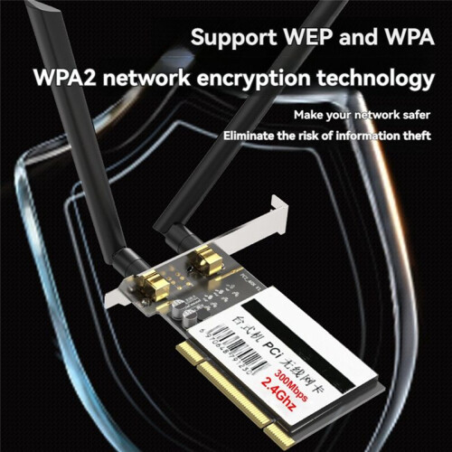 PCI Wireless Network Card 300Mbps Network Card Desktop PC 2.4GHz Network Card for WinXP/7/8/10/11//Linux 2