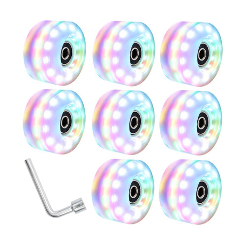 (Colorful, Diameter 58mm) Luminous Roller Skate Wheels Light Up Bright Colors Smooth Rolling 2