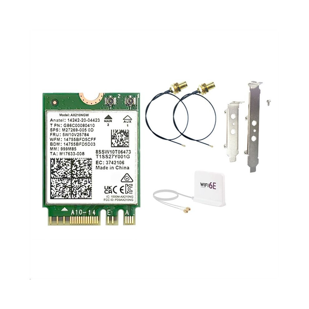 Ax210ngw Card+Wifi6e Magnetic Antenna 2.4G/5G/6Ghz Tri-Band 5.3 Adapter 5374Mbps Laptop Wireless Network Card 4713346487850