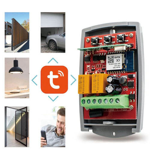 Wifi 433MHz Rolling Code Garage Door Remote Control RF Receiver   Relay 85-250V  Life APP 2